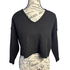 Pilcro Anthropologie Solid V-Neck Black Cashmere Sweater
